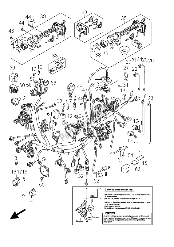 All parts for the Wiring Harness (an650a E02) of the Suzuki AN 650A Burgman Executive 2012