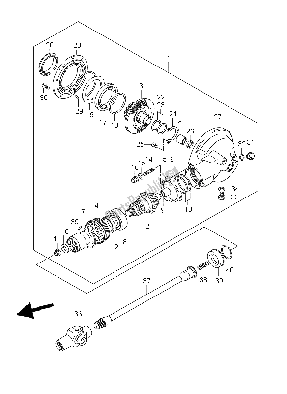 All parts for the Propeller Shaft & Final Drive Gear (vl800c-cue) of the Suzuki C 800 VL 2009