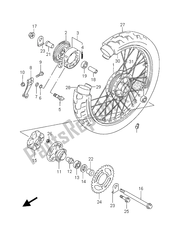 All parts for the Rear Wheel of the Suzuki GZ 125 Marauder 2006