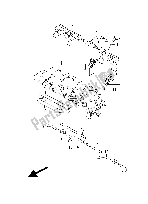 Alle onderdelen voor de Gasklephuis Slang & Koppeling van de Suzuki GSX R 750 2010