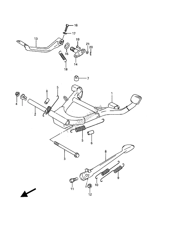 All parts for the Stand of the Suzuki GSX 1100F 1991