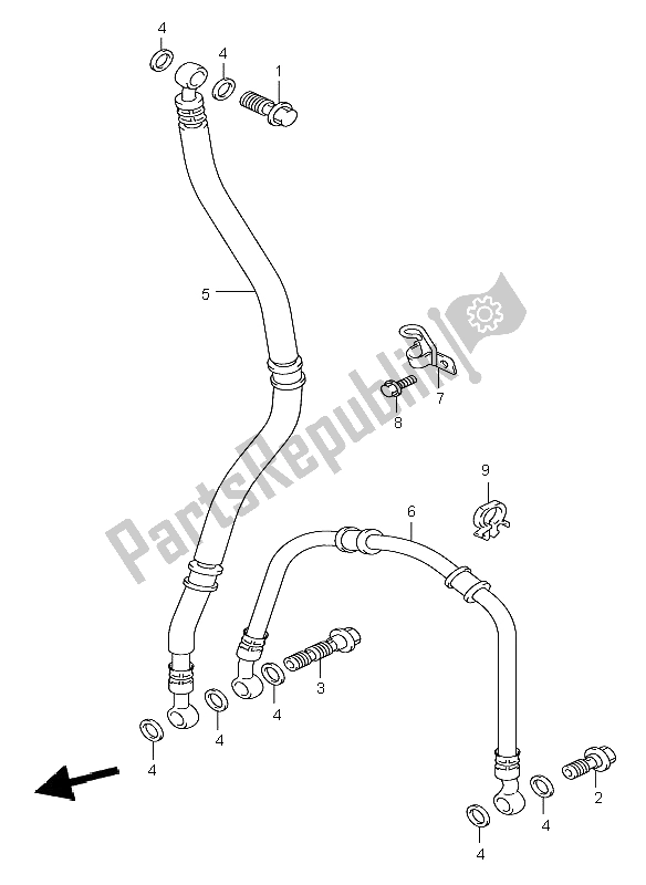 All parts for the Front Brake Hose of the Suzuki GSX R 600Z 2003