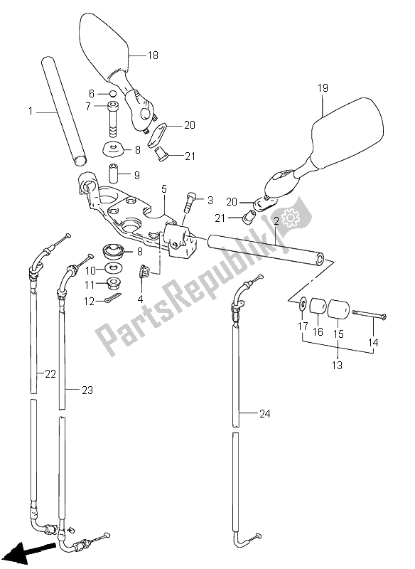 All parts for the Handle Bar of the Suzuki RF 900R 1995