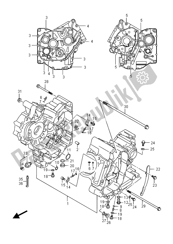 All parts for the Crankcase of the Suzuki DL 650A V Strom 2015