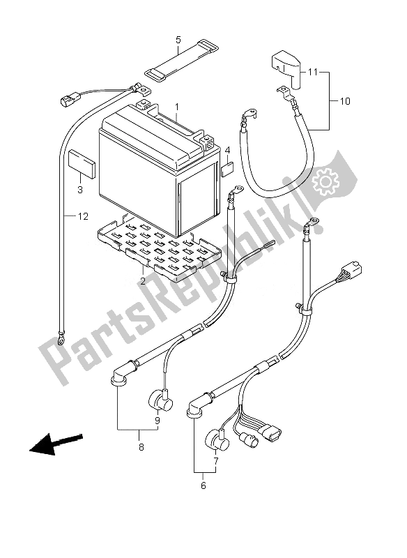 All parts for the Battery of the Suzuki DL 1000 V Strom 2007