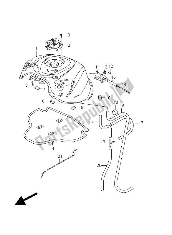 Tutte le parti per il Serbatoio Di Carburante del Suzuki GSX R 600 2010