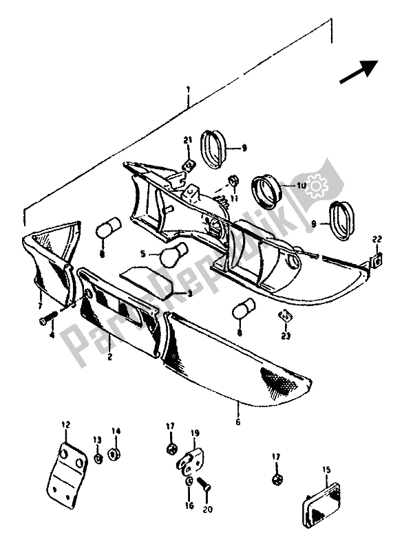 All parts for the Rear Combination Lamp of the Suzuki AH 50 1994