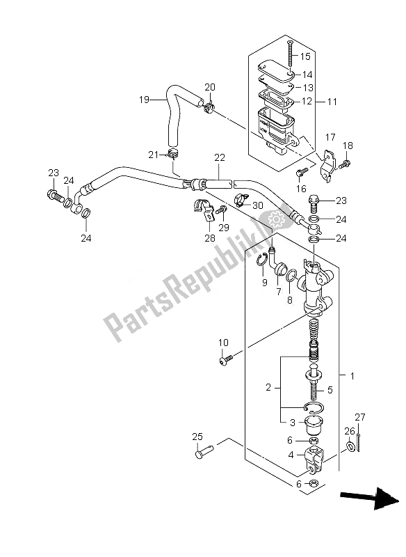 Todas las partes para Cilindro Maestro Trasero de Suzuki GSX R 600 2007