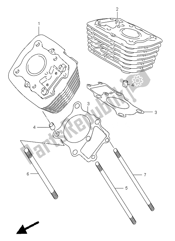 All parts for the Cylinder of the Suzuki VL 250 Intruder 2007