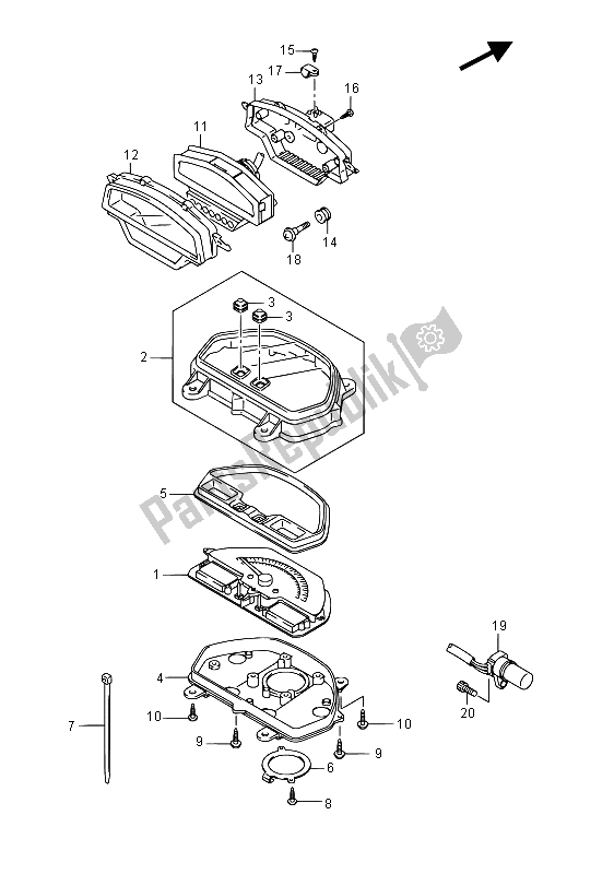 Todas las partes para Velocímetro (vzr1800 E19) de Suzuki VZR 1800 BZ M Intruder 2015