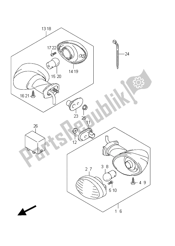 Alle onderdelen voor de Richtingaanwijzer Lamp van de Suzuki SFV 650A Gladius 2011