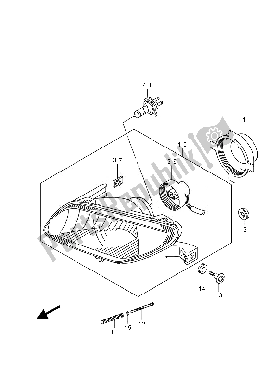 All parts for the Headlamp of the Suzuki LT A 500 XZ Kingquad AXI 4X4 2014
