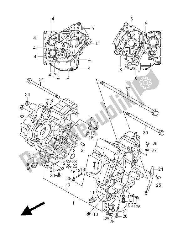 All parts for the Crankcase of the Suzuki SV 650 Nsnasa 2008