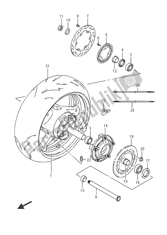Tutte le parti per il Ruota Posteriore (gsx1300ra E19) del Suzuki GSX 1300 RA Hayabusa 2016