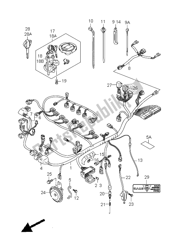 All parts for the Wiring Harness of the Suzuki GSX R 1000 2005