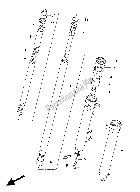 All parts for the Front Damper of the Suzuki GS 500E 1998