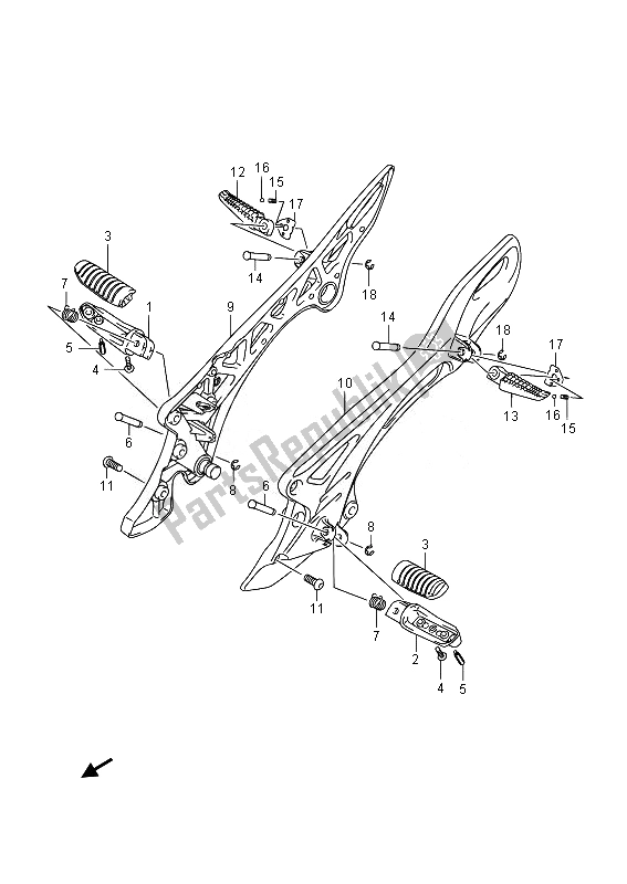 Todas las partes para Reposapiés de Suzuki SFV 650A Gladius 2014
