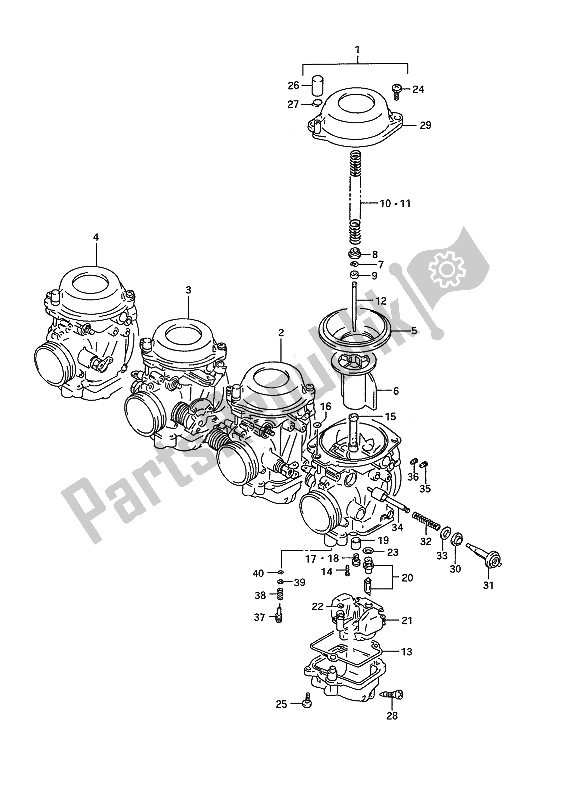 All parts for the Carburetor of the Suzuki GSX R 750W 1994