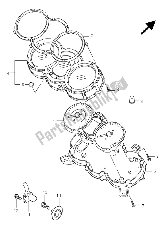 All parts for the Speedometer of the Suzuki DL 1000 V Strom 2005