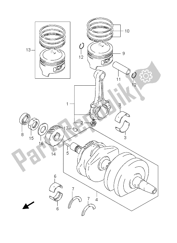 Todas las partes para Cigüeñal de Suzuki GS 500 2003