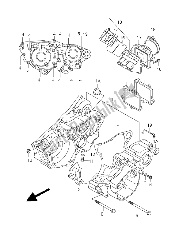 All parts for the Crankcase of the Suzuki RM 250 2003