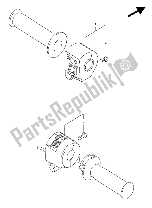 Alle onderdelen voor de Handvat Schakelaar van de Suzuki GN 250E 1996