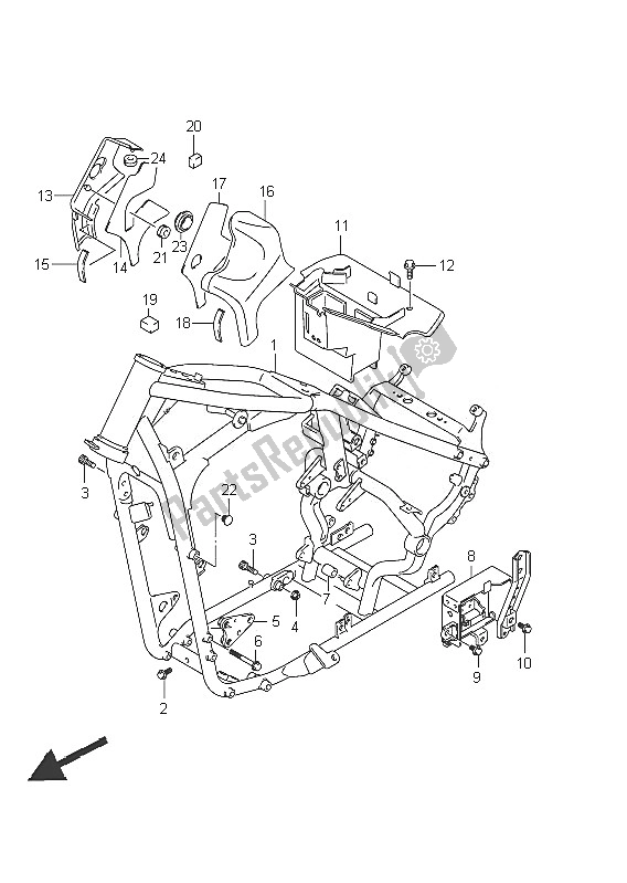 All parts for the Frame of the Suzuki C 800 VL Intruder 2011