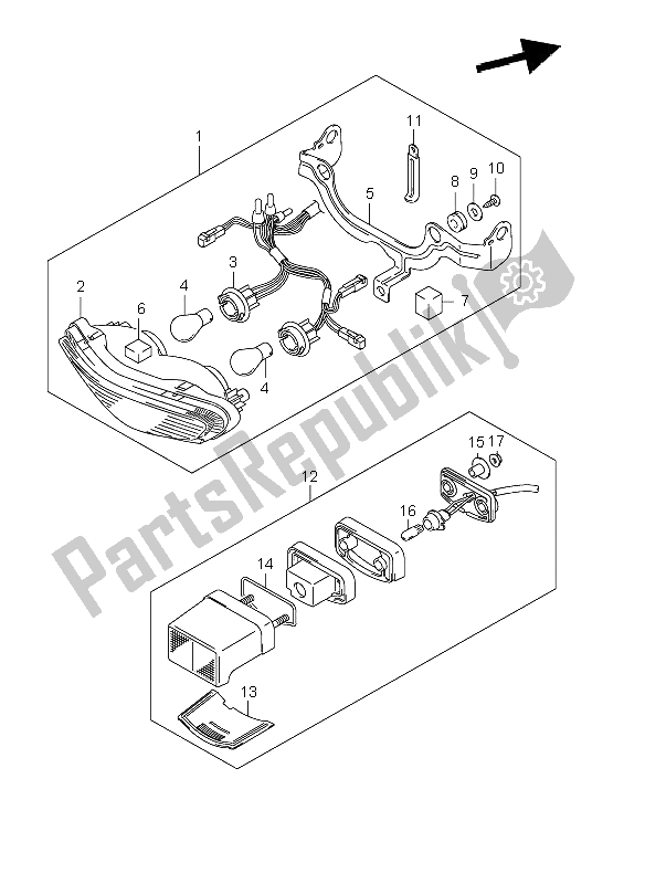 Todas as partes de Lâmpada De Combinação Traseira do Suzuki DL 650A V Strom 2008