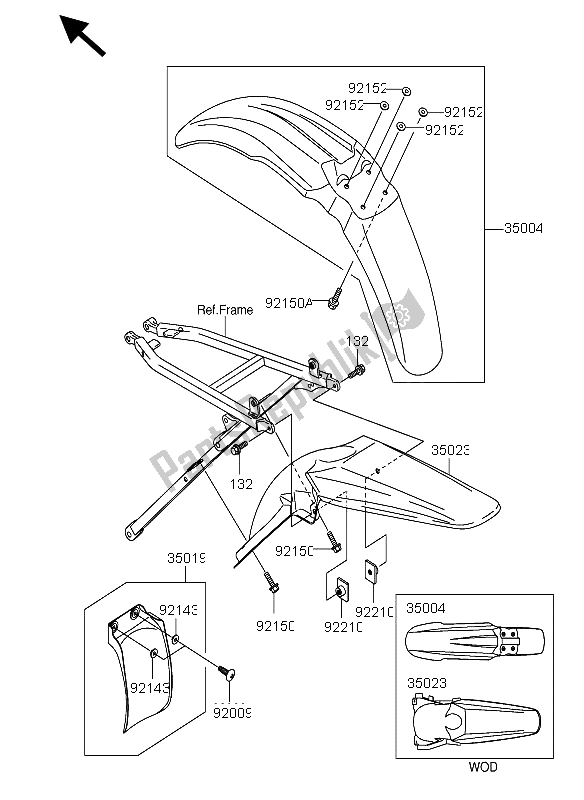 Alle onderdelen voor de Spatbord van de Suzuki RM Z 250 2004