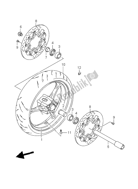 Toutes les pièces pour le Roue Avant du Suzuki GSX R 1000 2008