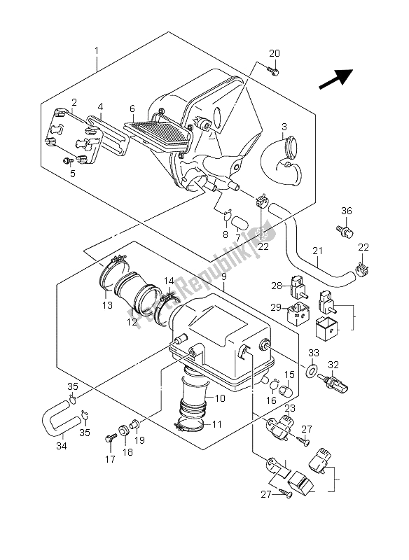 All parts for the Air Cleaner of the Suzuki AN 650A Burgman Executive 2006