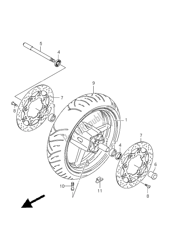 Toutes les pièces pour le Roue Avant (gsx650fu E21) du Suzuki GSX 650 FA 2011