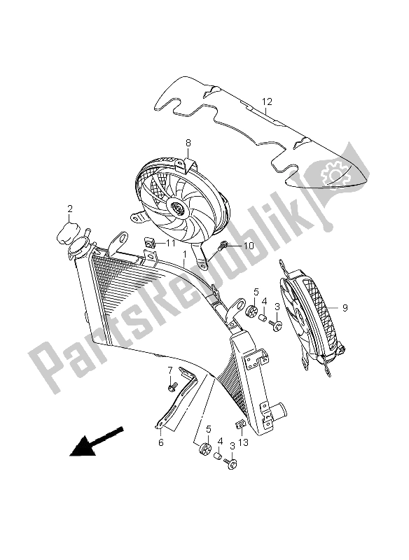 All parts for the Radiator of the Suzuki GSX 1300 BKA B King 2009