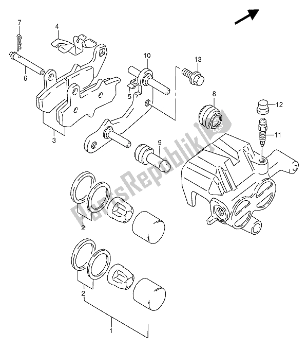 Tutte le parti per il Pinza Posteriore del Suzuki RG 125 FU 1994