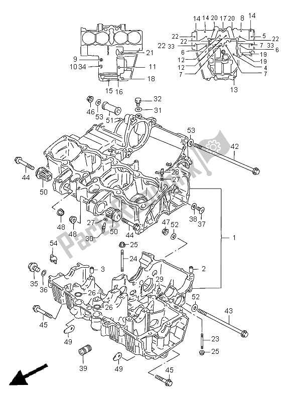 Todas las partes para Caja Del Cigüeñal de Suzuki GSF 1200 Nssa Bandit 2000