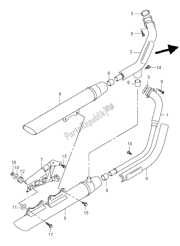 All parts for the Muffler of the Suzuki VL 800Z Volusia 2003