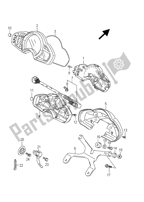 All parts for the Speedometer (sfv650ua E21) of the Suzuki SFV 650A Gladius 2011