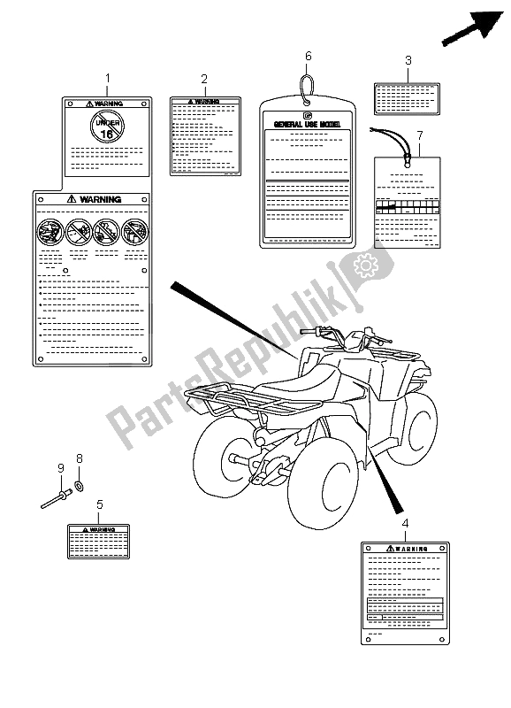All parts for the Label (lt-a400fz P33) of the Suzuki LT A 400 FZ Kingquad ASI 4X4 2011