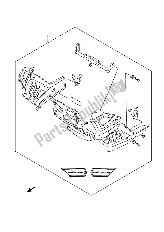 Alle onderdelen voor de Onder Motorkap Set (optioneel) van de Suzuki DL 650A V Strom 2014