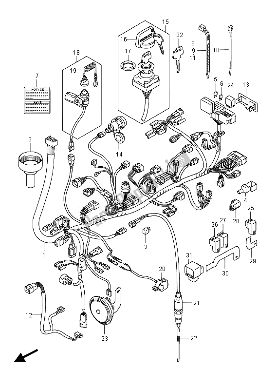 All parts for the Wiring Harness of the Suzuki LT A 750 XZ Kingquad AXI 4X4 2014