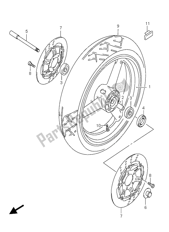 Toutes les pièces pour le Roue Avant du Suzuki GSX 750F 2006