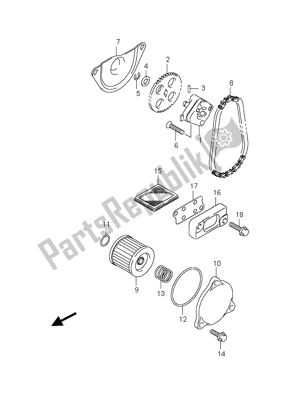 All parts for the Oil Pump of the Suzuki LT Z 90 4T Quadsport 2010