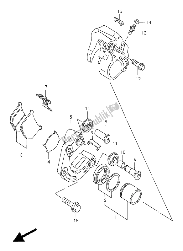 All parts for the Front Calipers of the Suzuki GN 250E 2000
