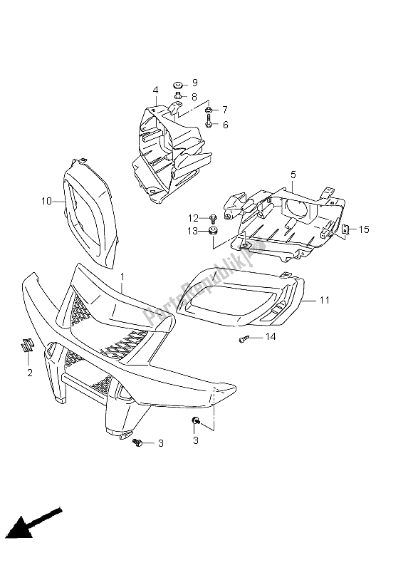 All parts for the Front Grille (lt-a750xpz P28) of the Suzuki LT A 750 XPZ Kingquad AXI 4X4 2011