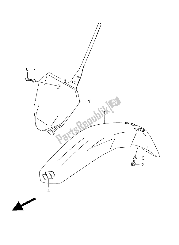 Tutte le parti per il Parafango Anteriore del Suzuki DR Z 125 SW LW 2008