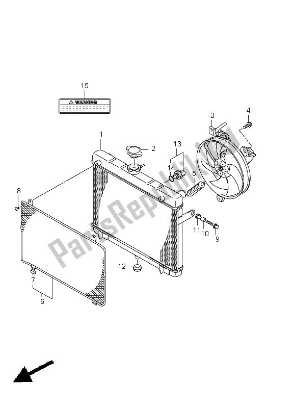 All parts for the Radiator (lt-500xpz P33) of the Suzuki LT A 500 XPZ Kingquad AXI 4X4 2011