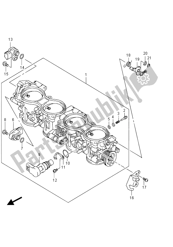 All parts for the Throttle Body (gsx-r1000uf) of the Suzuki GSX R 1000 2015