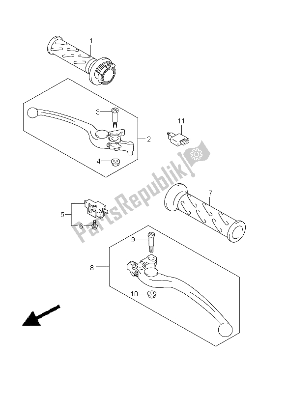 All parts for the Handle Lever (gsf1250a E24) of the Suzuki GSF 1250A Bandit 2011