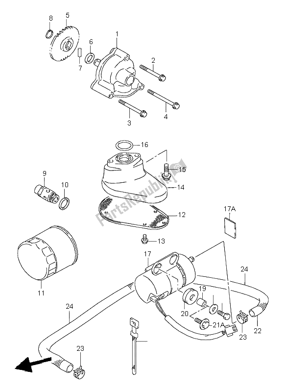 All parts for the Oil Pump & Fuel Pump of the Suzuki VL 1500 Intruder LC 2003