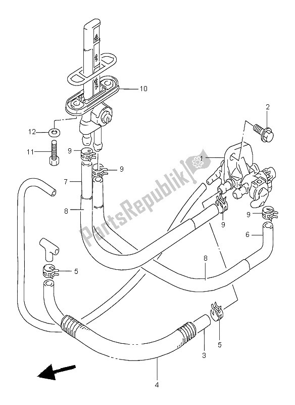 All parts for the Fuel Cock of the Suzuki GS 500E 1995